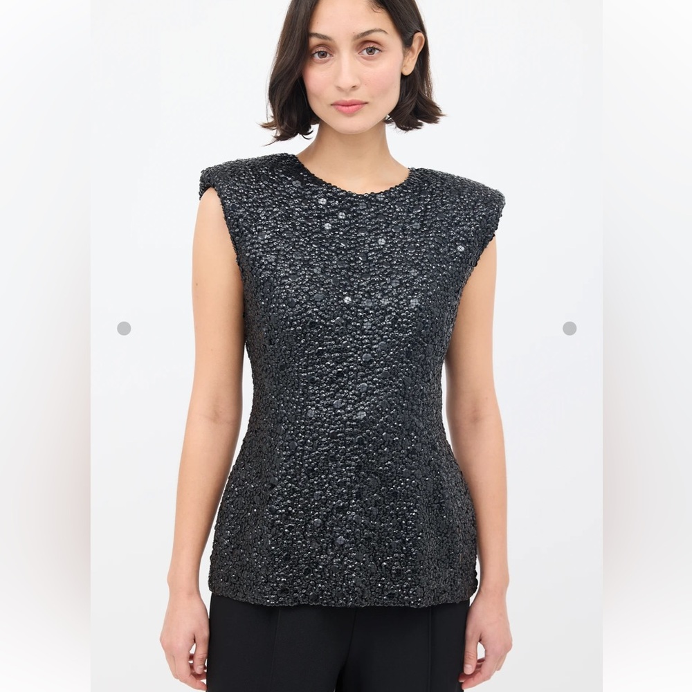 Dries van noten beaded black sleeveless top 36